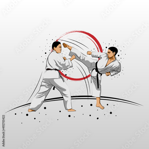 Karate is a martial art originating from Japan. vector illustrator