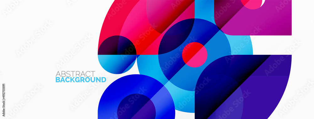 Colorful round shapes, circles and triangles background. Minimal geometric template for wallpaper, banner, presentation Colorful round shapes, circles and triangles background. Minimal geometric template for wallpaper, banner, presentation