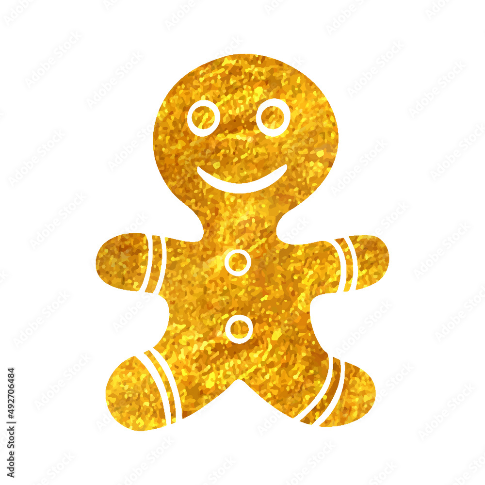 Obraz premium Hand drawn gold foil texture icon Gingerman