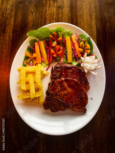 pork chop BBQ with vegetables 