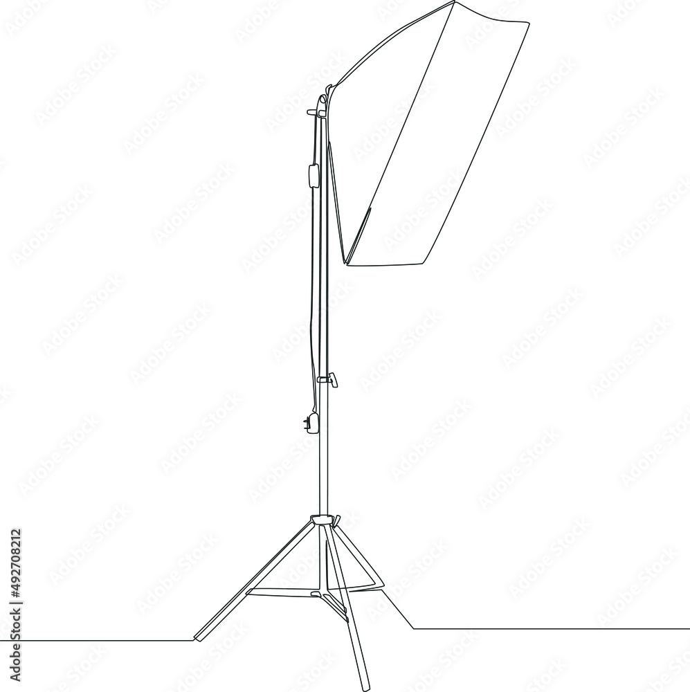 Continuous line drawing of strip soft box. Studio lighting equipment isolated on white background. Vector Illustration. Continuous line drawing of strip soft box. Studio lighting equipment isolated on white background. Vector Illustration.