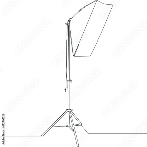 Continuous line drawing of strip soft box. Studio lighting equipment isolated on white background. Vector Illustration.