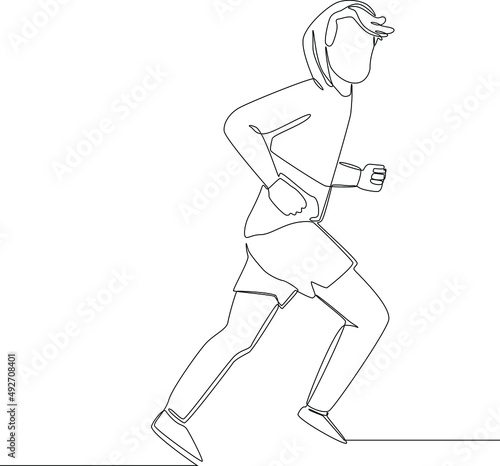 Continuous line drawing of man running and jogging. Sport and healthy. Vector illustration.
