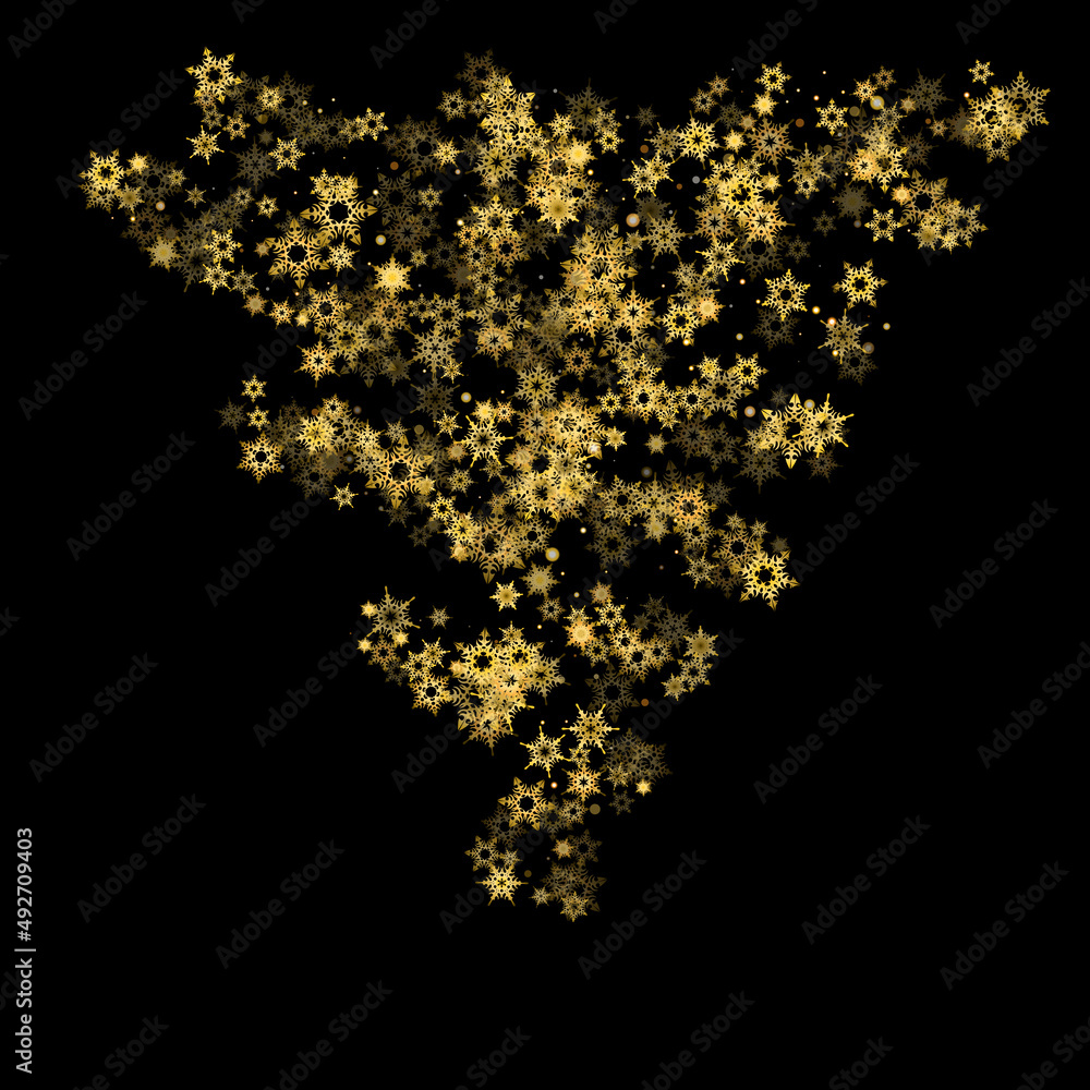 Falling Snow flakes golden pattern Holiday Vector Falling Snow flakes golden pattern Holiday Vector
