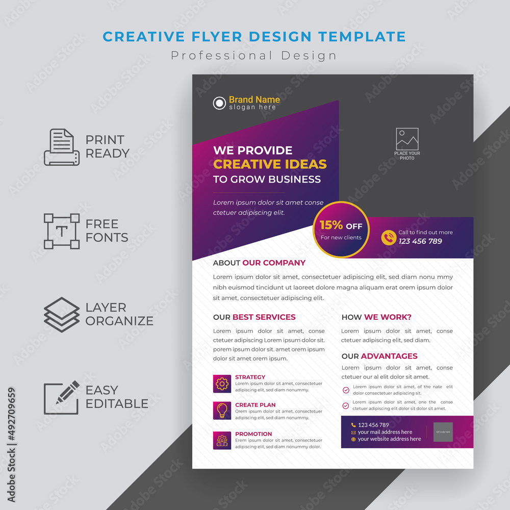 Creative Corporate Business Minimal Flyer Template Design with Print Ready 