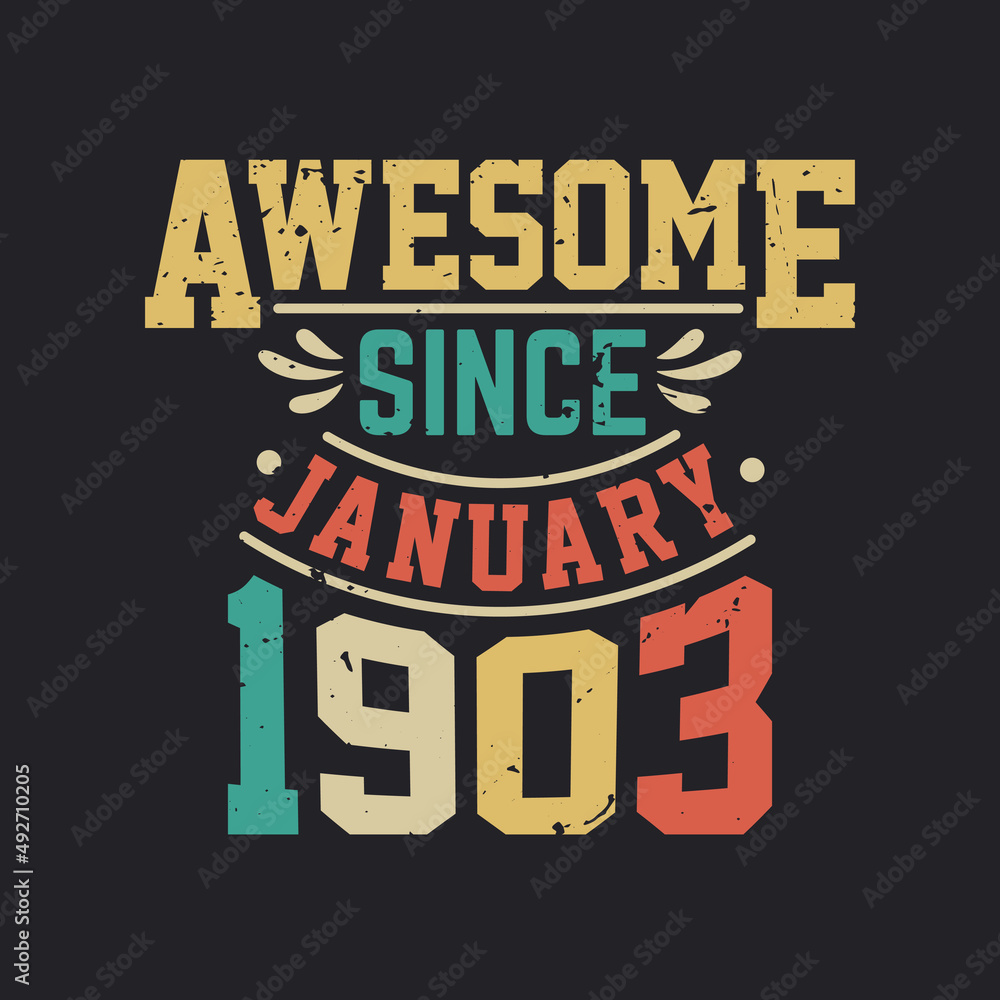 Awesome Since January 1903. Born in January 1903 Retro Vintage Birthday
