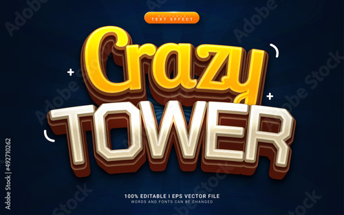 crazy tower cartoon 3d style text effect