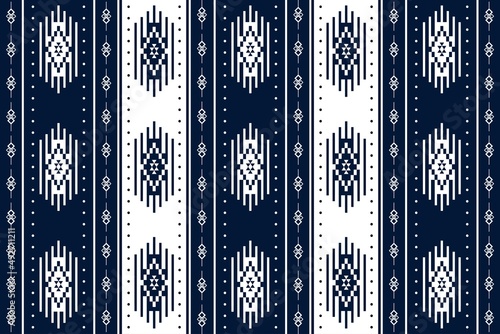 Geometric ethnic oriental seamless pattern traditional Design for background,carpet,wallpaper.clothing,wrapping,Batik fabric,Vector illustration.embroidery style - Sadu, sadou, sadow or sado