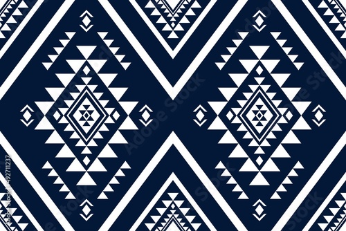 Geometric ethnic oriental seamless pattern traditional Design for background,carpet,wallpaper.clothing,wrapping,Batik fabric,Vector illustration.embroidery style - Sadu, sadou, sadow or sado