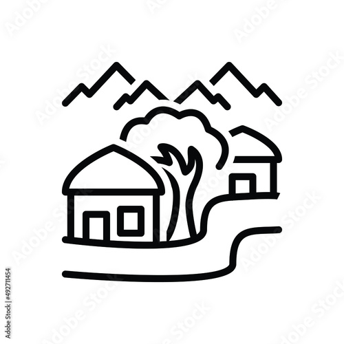 Black line icon for village