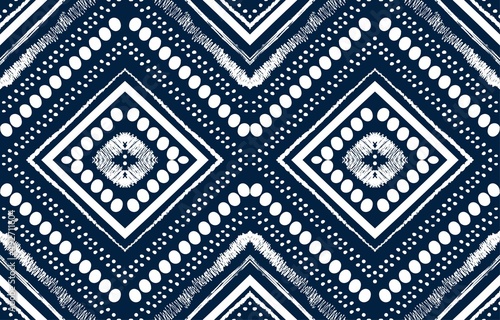 Geometric ethnic oriental seamless pattern traditional Design for background,carpet,wallpaper.clothing,wrapping,Batik fabric,Vector illustration.embroidery style - Sadu, sadou, sadow or sado