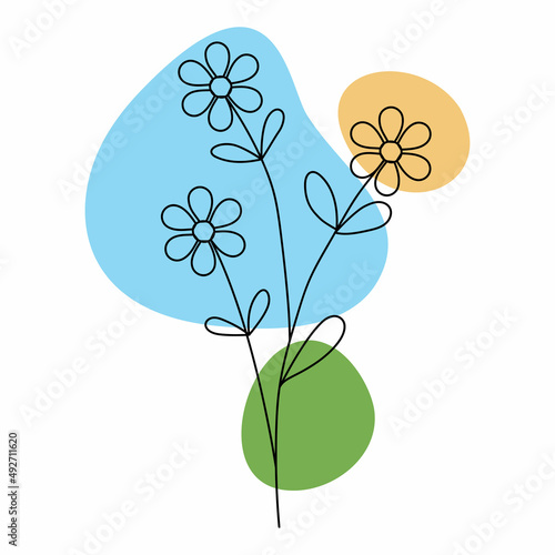 Line Art Flower forget-me-not