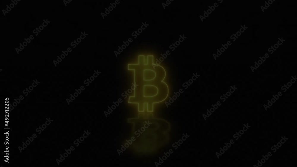 Bitcoin yellow neon tunnel loop motion graphics animation on black Bitcoin yellow neon tunnel loop motion graphics animation on black