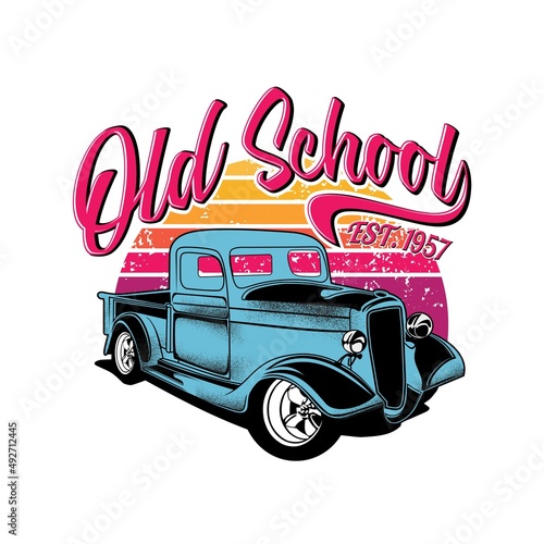 Old School classic garage illustration vector