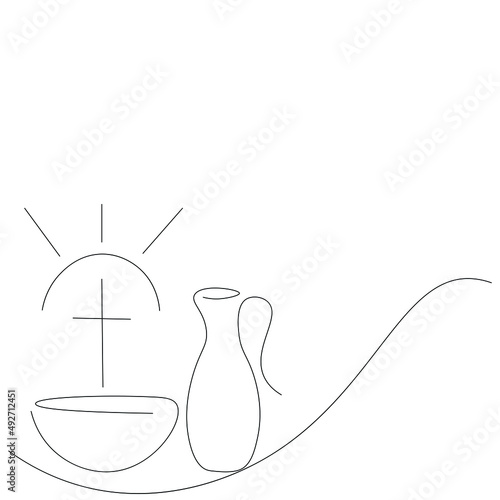 Baptism symbols christian sign draw vector illustration photo