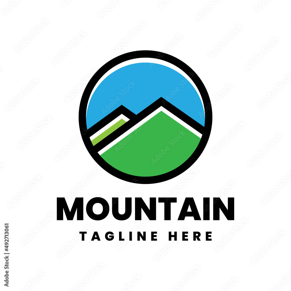 mountain cartoon emblem logo design mountain cartoon emblem logo design