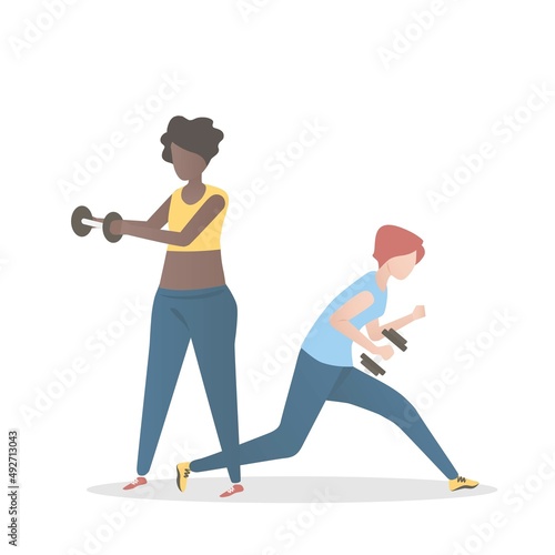 Full body Weight Loss and Fat Burning Calories workout program for beginner,Cardio HIIT exercises routine,build muscle,female in sportwear fitness at home,Motivation good healthy,Vector illustration.