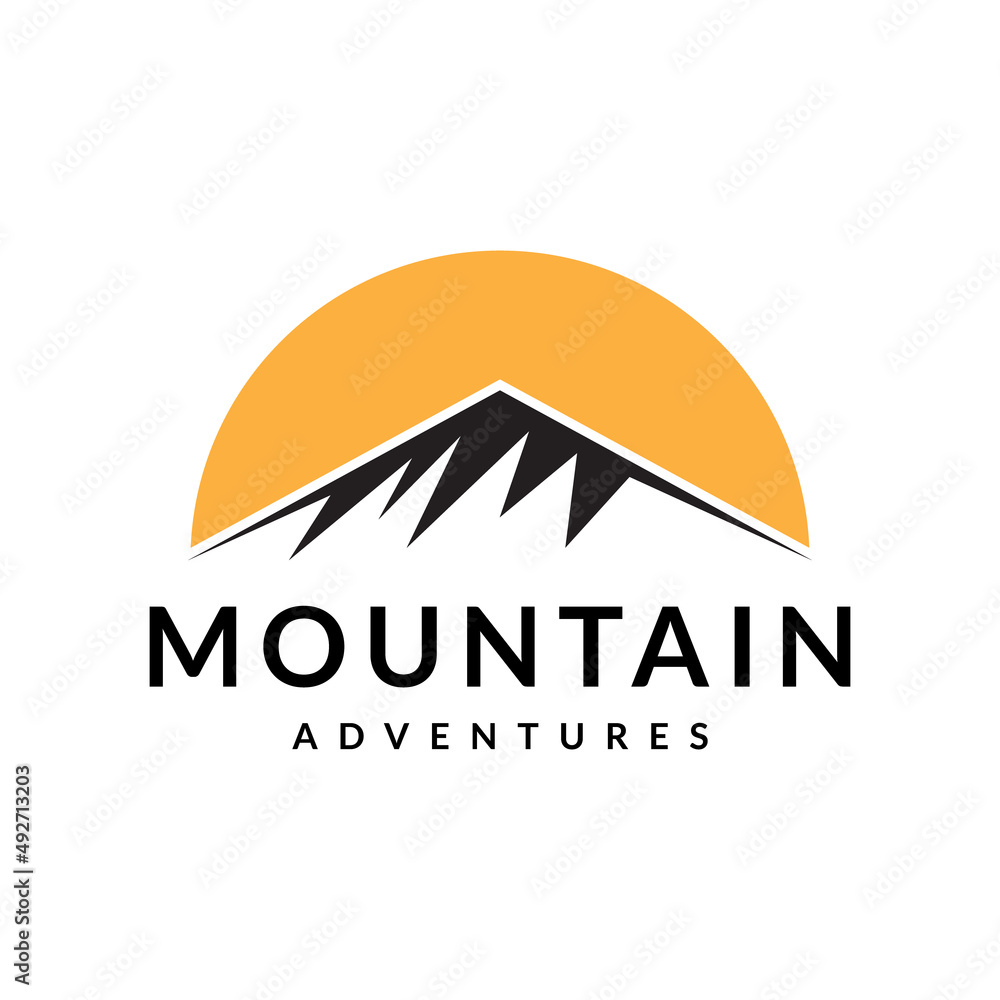 Obraz premium mountain with sun logo design