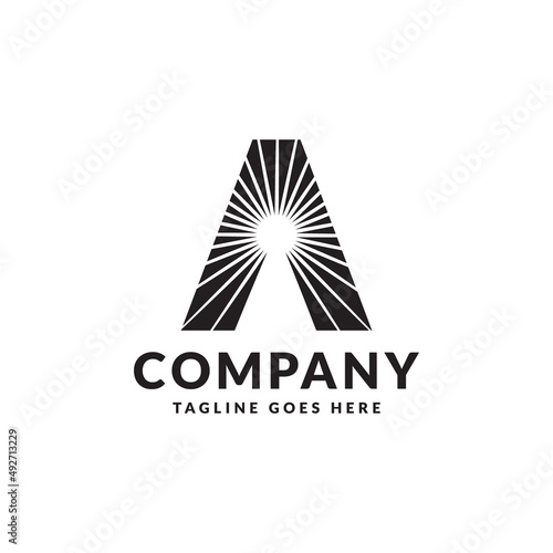 letter A sun logo design