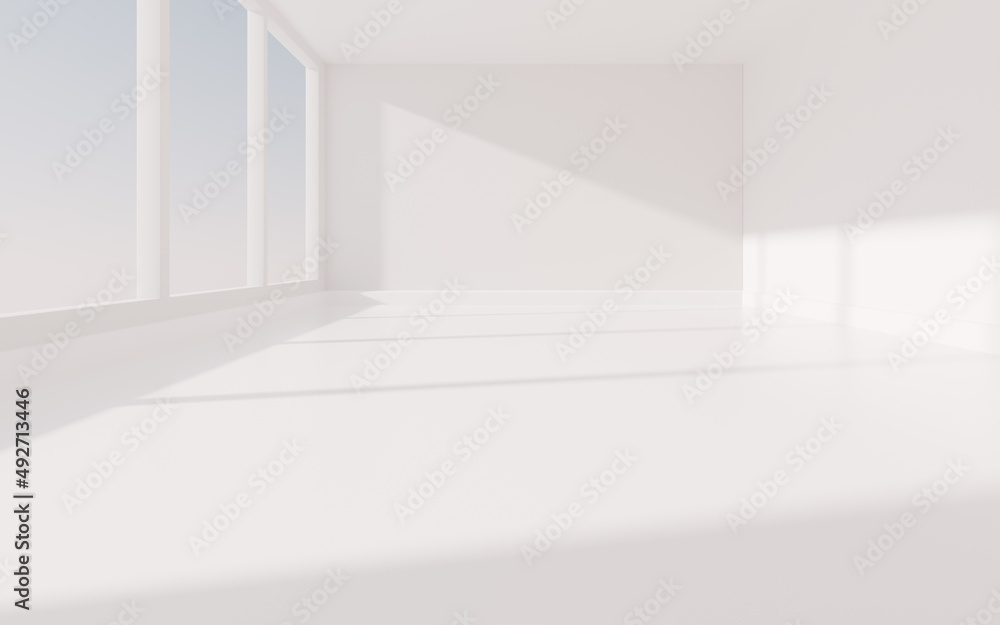Fototapeta premium White empty room, 3d rendering.