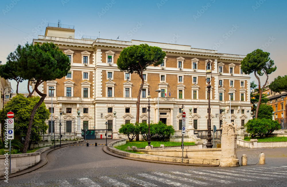 Palazzo del Viminale palace, Ministry of Interior headquarter at Piazza Viminale square in Quirinale quarter of historic Rome city center in Italy