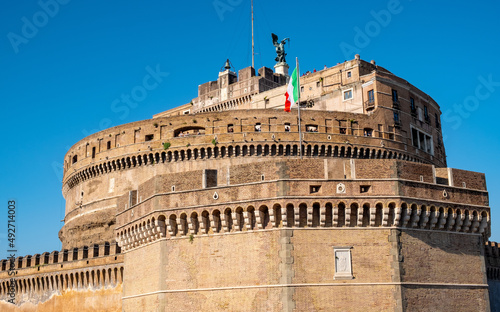 Castel Sant'Angelo fortress, Castle of the Holy Angel, known as Mausoleum of Hadrian in historic city center of Rome in Italy
