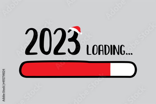 Doodle Red Download bar, 2023 loading text. Web page template. Printable poster. Design for web, print or art.