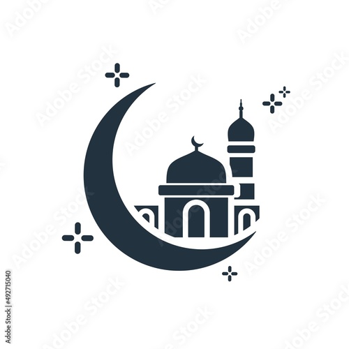 Vector mosque icon in trendy flat style isolated on white background.  Symbol design for your website design.  Vector illustration