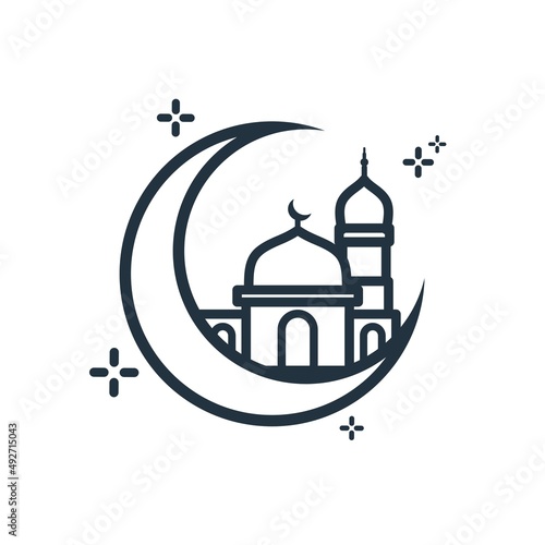 Mosque icon isolated on a white background. Symbol design for your website. Vector illustration