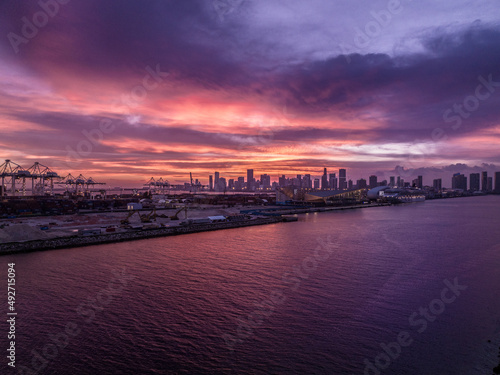 sunset over the city