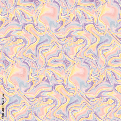 Seamless pattern with paint stains. Surreal abstract background with striped, artistic texture. Trendy backdrop in pastel colors. Vector illustration.