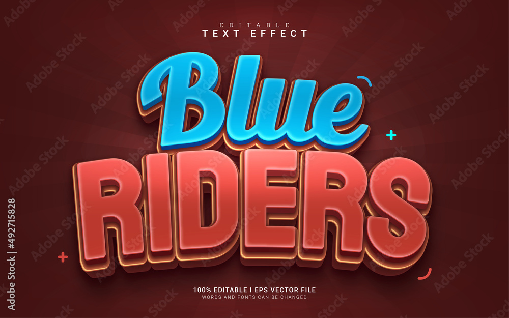 blue riders cartoon 3d style text effect