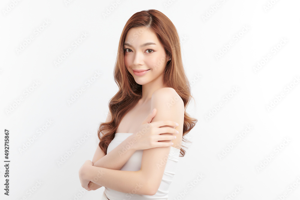 Beautiful young asian woman with clean fresh skin on white background, Face care, Facial treatment, Cosmetology, beauty and spa, Asian women portrait. Beautiful young asian woman with clean fresh skin on white background, Face care, Facial treatment, Cosmetology, beauty and spa, Asian women portrait.