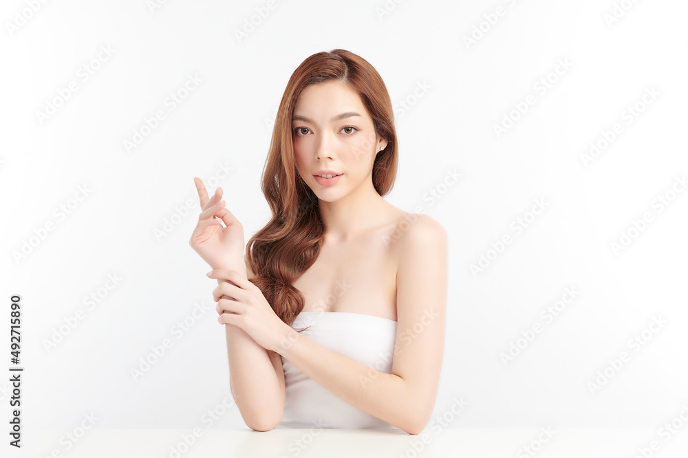 Beautiful young asian woman with clean fresh skin on white background, Face care, Facial treatment, Cosmetology, beauty and spa, Asian women portrait. Beautiful young asian woman with clean fresh skin on white background, Face care, Facial treatment, Cosmetology, beauty and spa, Asian women portrait.