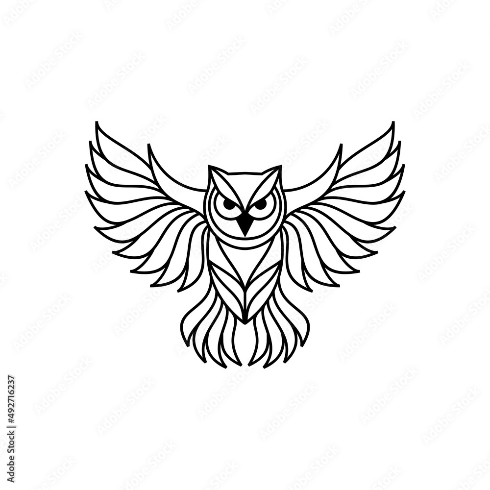 Owl Line Art Logo Design Inspiration Stock Vector Adobe Stock