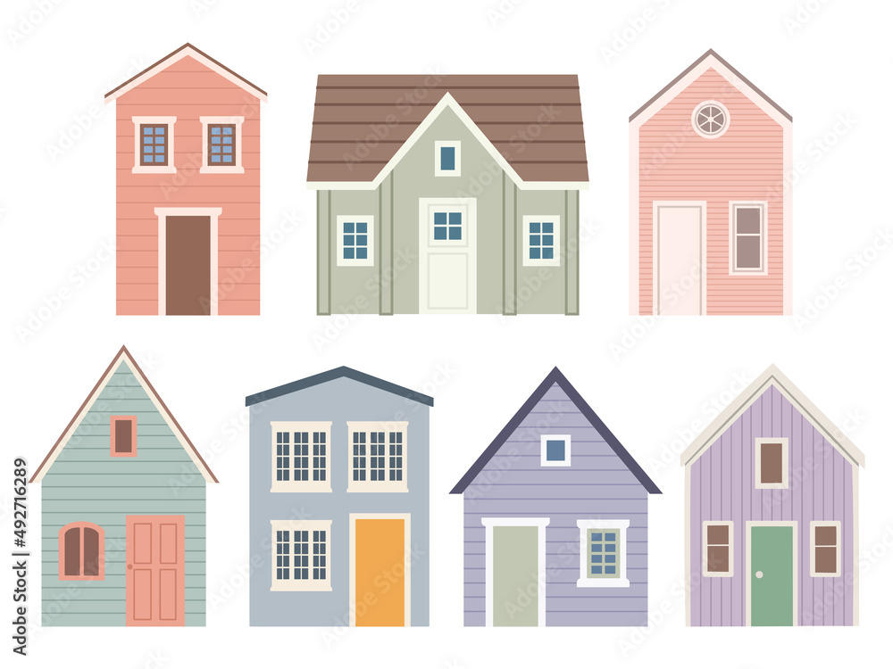 Set of different houses, flat design, vector