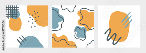 Abstract simple design painting, three pcs, vector
