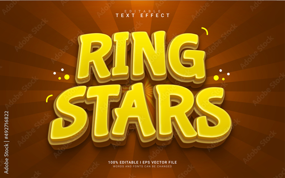 ring stars cartoon 3d style text effect