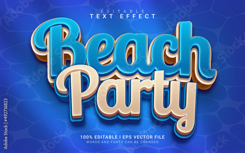 beach party cartoon 3d style text effect