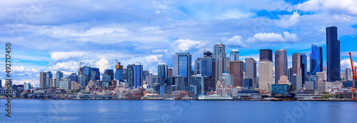 Panoramic view of Seattle city, ranked 15th largest city in USA and one of the top 5 fastest growing cities in USA. #492717450