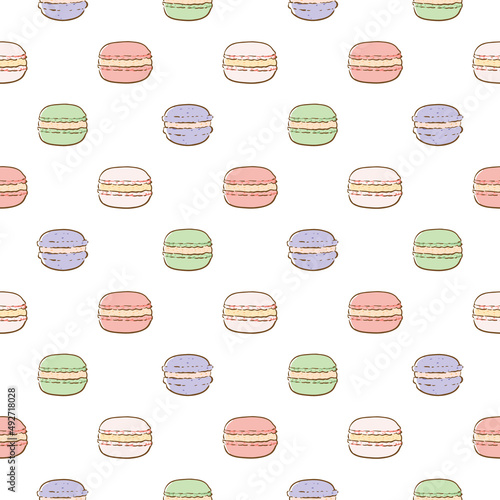 Seamless Pattern with Pastel Macaron Design on White Background
