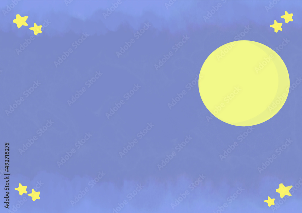 夜の月と星 夜の月と星