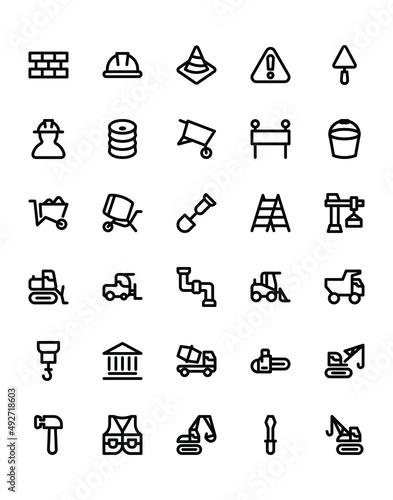 Contruction Icon Set 30 isolated on white background