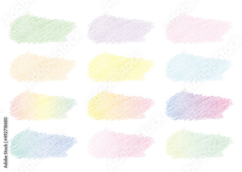 万年筆でラフに書いたパステルカラーの塗り素材　Roughly written pastel paint material with a fountain pen