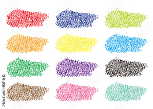 万年筆でラフに書いたカラフルな塗り素材　A colorful paint material roughly written with a fountain pen