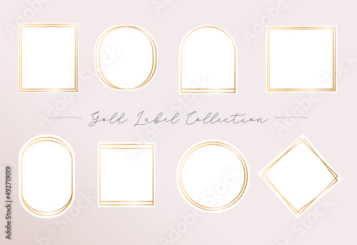White and golden frame label paper fancy collection set. Wedding invitation element design set.