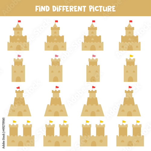Find picture which is different from others. Worksheet for kids.