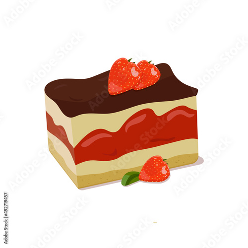 a piece of cake with strawberry tiramisu
