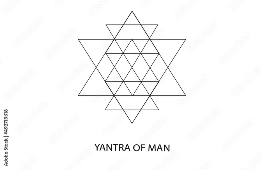 Fototapeta premium Yantra of Man inspired by illustration created by Papus (Gerard Encausse) of Antoine Fabre D'Olivet's Intellectual and Metaphysical Constitution of Man. 