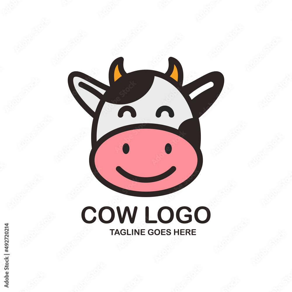 Fototapeta premium Cute cow face logo design